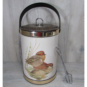 Vintage ICE BUCKET W.D. Gaither 1973 & Vintage Weilo Chrome Ice Tongs